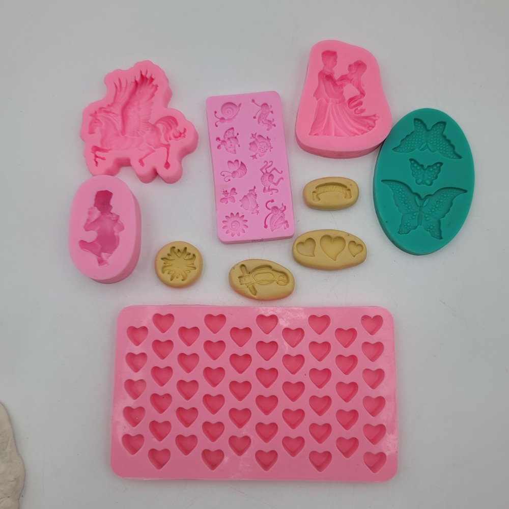 Mixed Lot of 10 Silicone Craft Molds Butterfly Heart Pegasus Insects Resin Clay